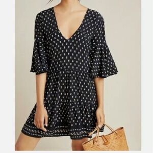 Faithfull The Brand Anthropologie Fresca Flare Sleeve Mini Dress Size 4
